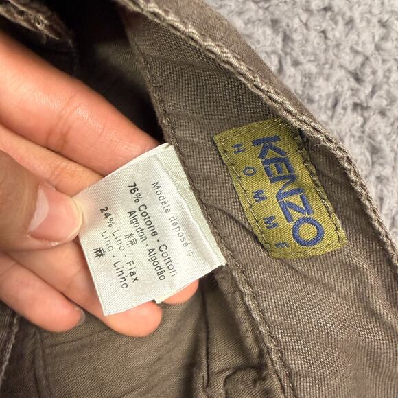 Kenzo Homme Pants Mens 34x34 Brown Linen Blend Relaxed Straight Chino - Picture 11 of 16